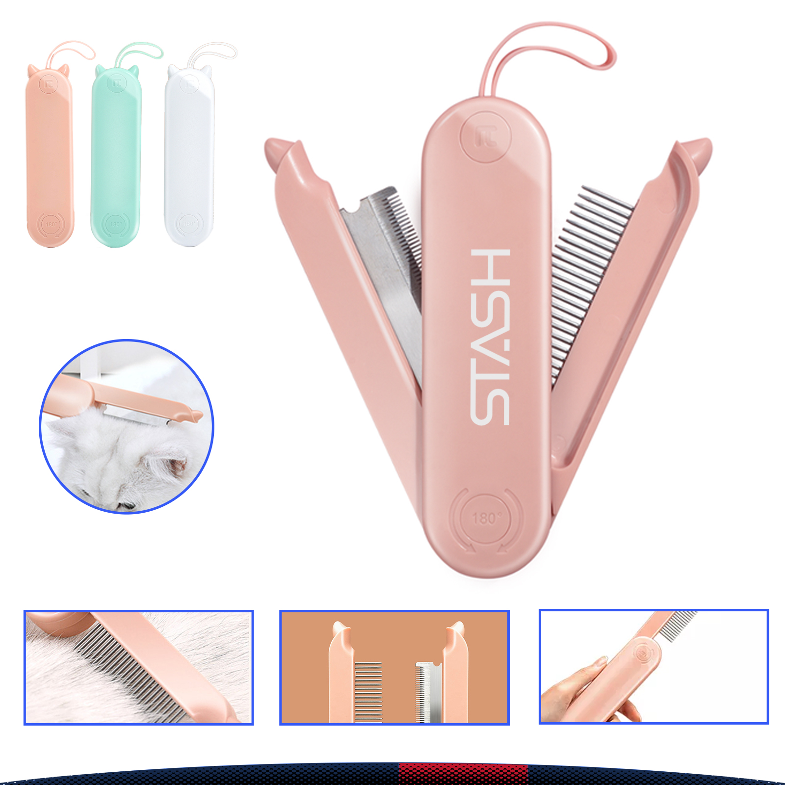 Foldable Pet Grooming Brush 2