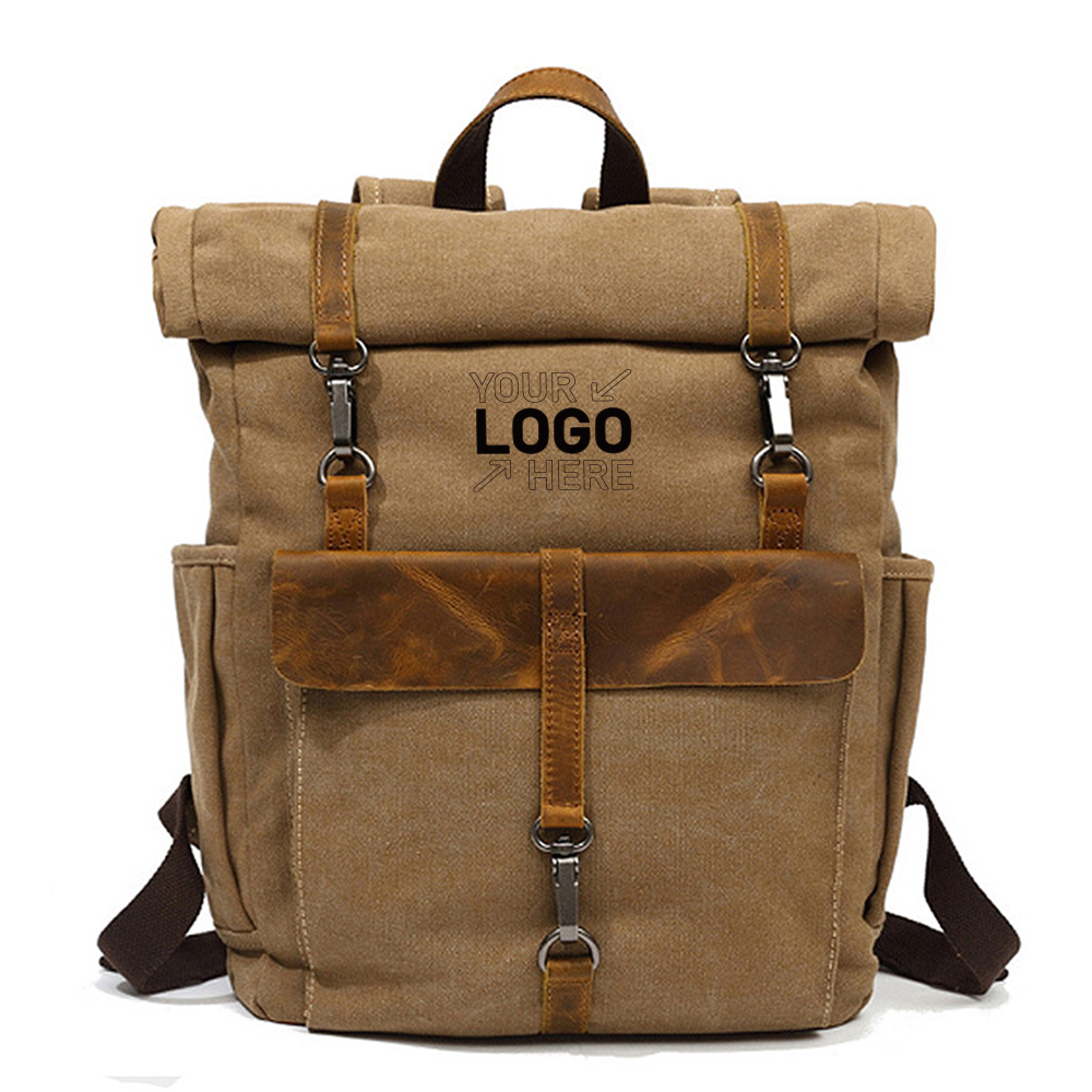 Vintage Travel Canvas Leather Backpack 7