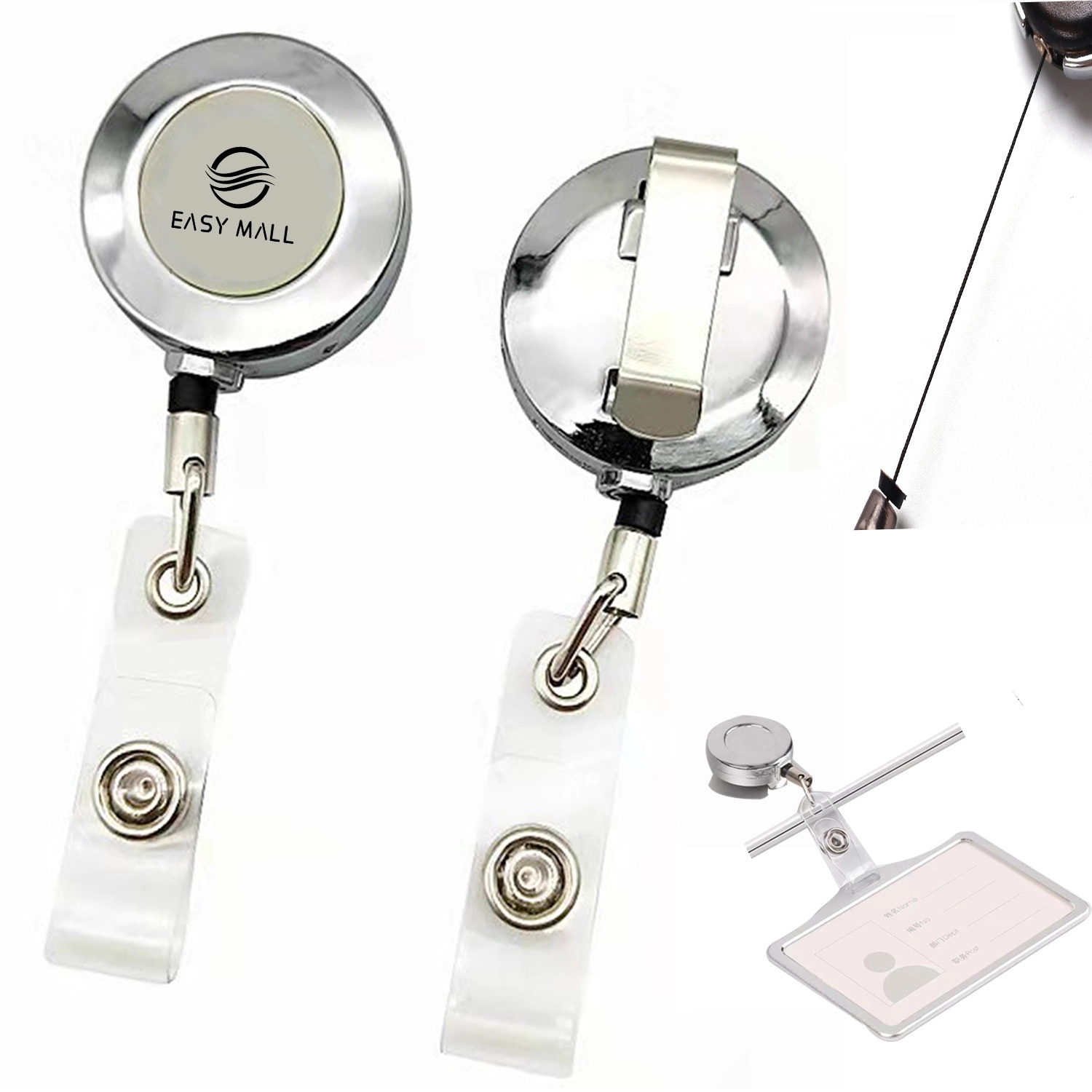 Round Metal Retractable Badge Holder 2