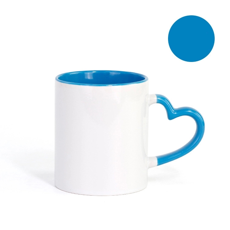 Full Color Heart-shaped Handle 11 oz Ceramic Sublimated Cups 7