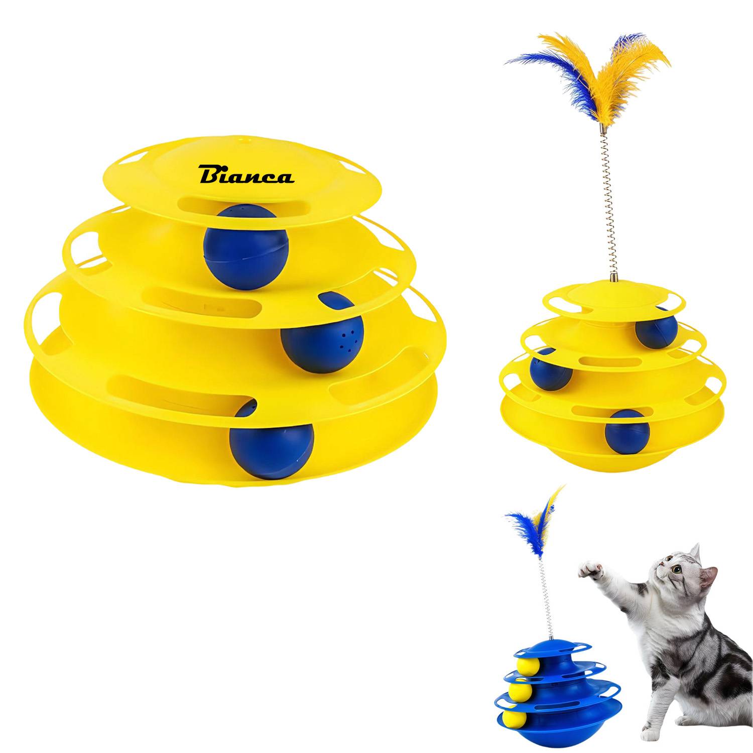 3 Layer Interactive Cat Tower Toy with Rolling Balls 2