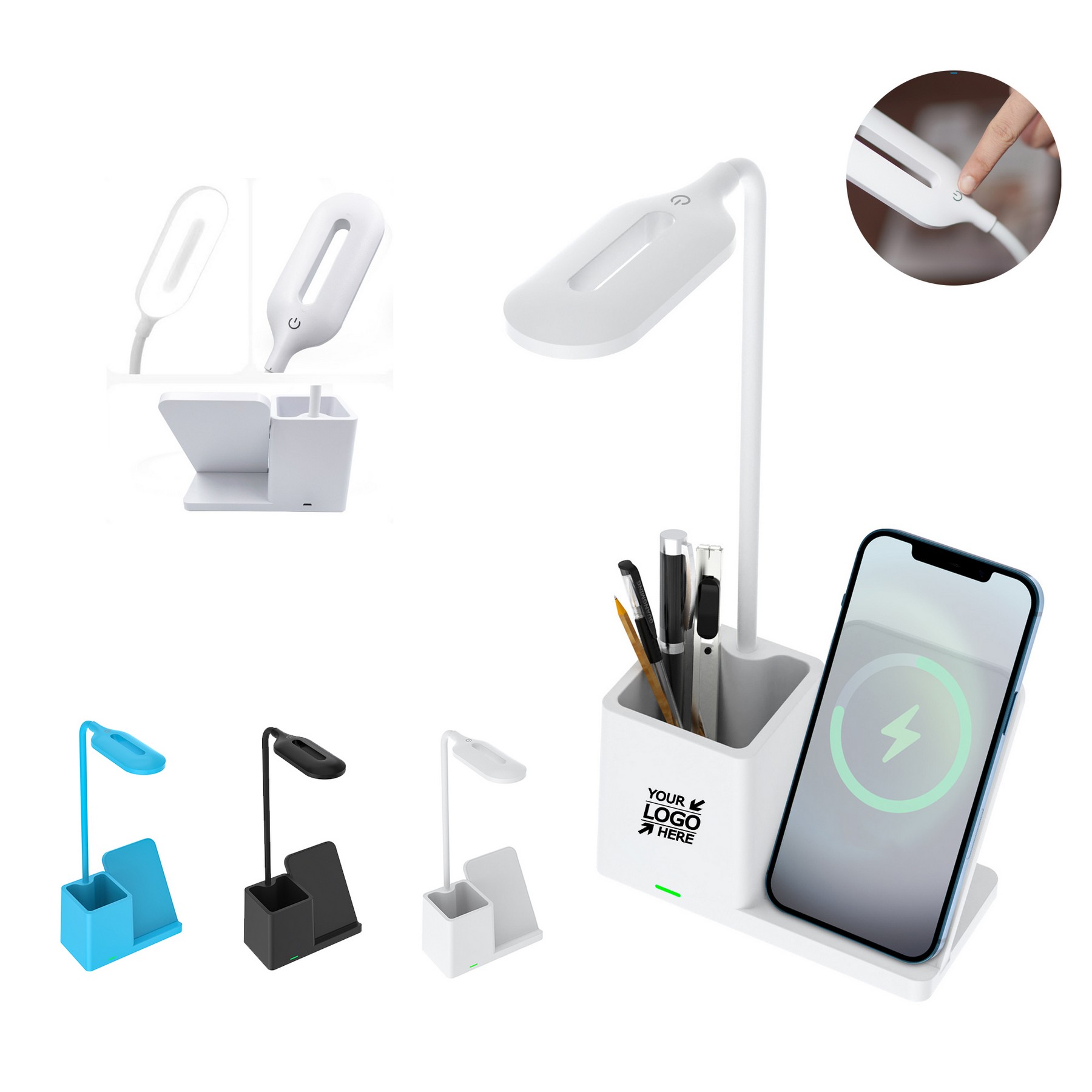 Wireless Charging Desk Lamp With Pen Holder 4
