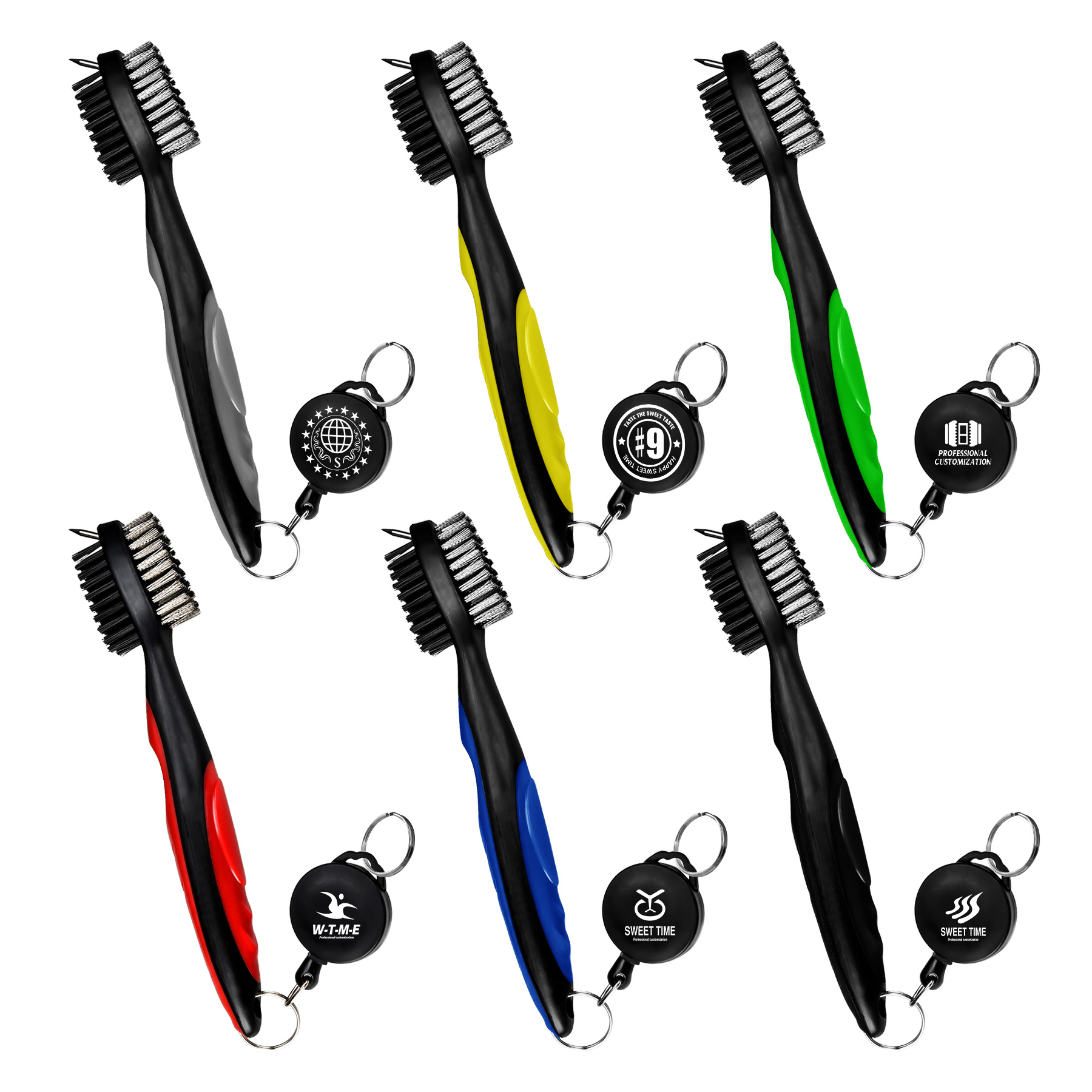 Golf Club Cleaning Brush/Groove Cleaner with Retractable Carabiner 1