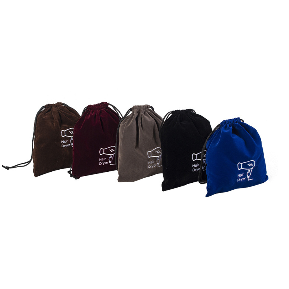 Luxury Velvet Hair Dryer Drawstring Bags 12" W x 12" H 2