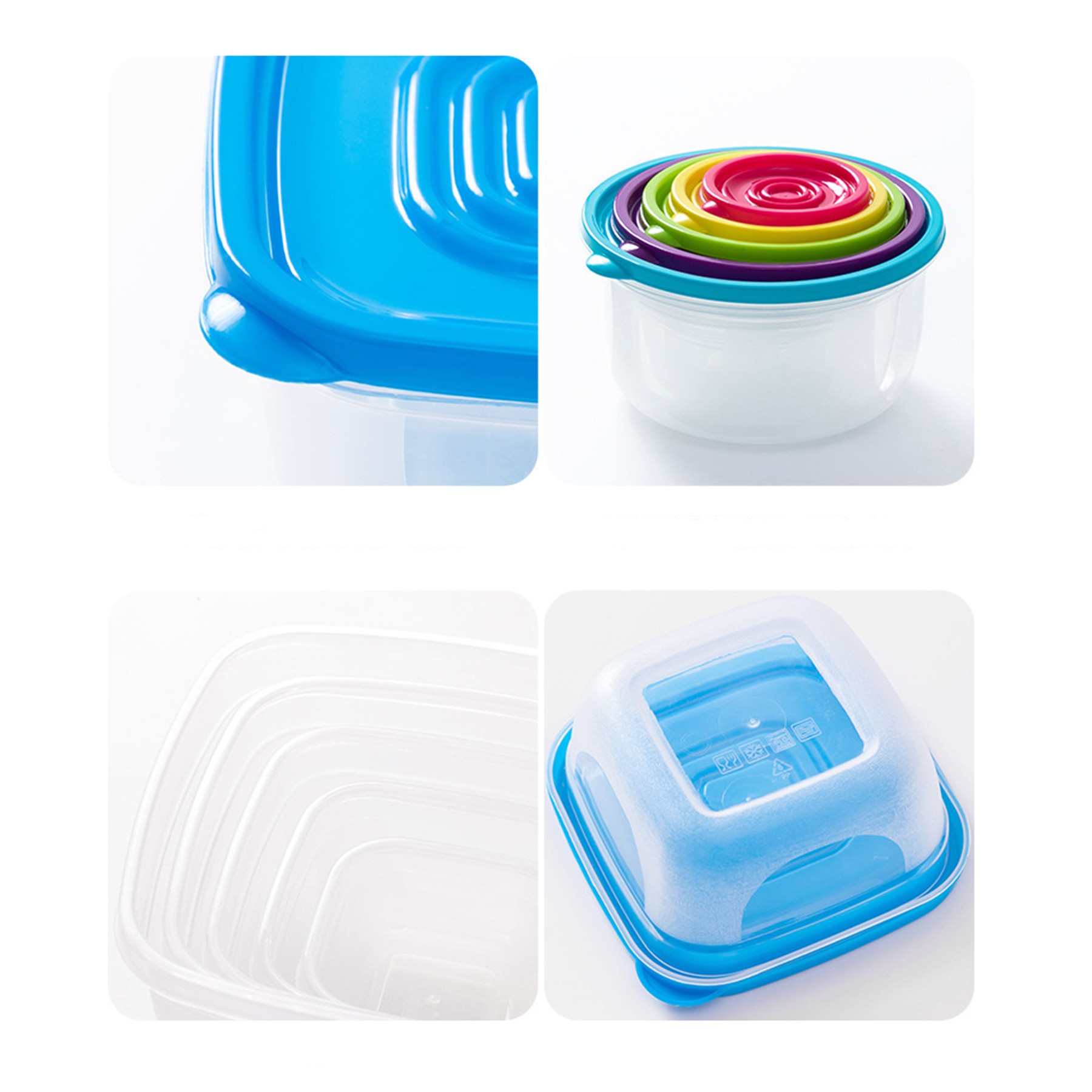 5-Piece Rainbow Lunch Boxes Food Storage Containers With Lids 1