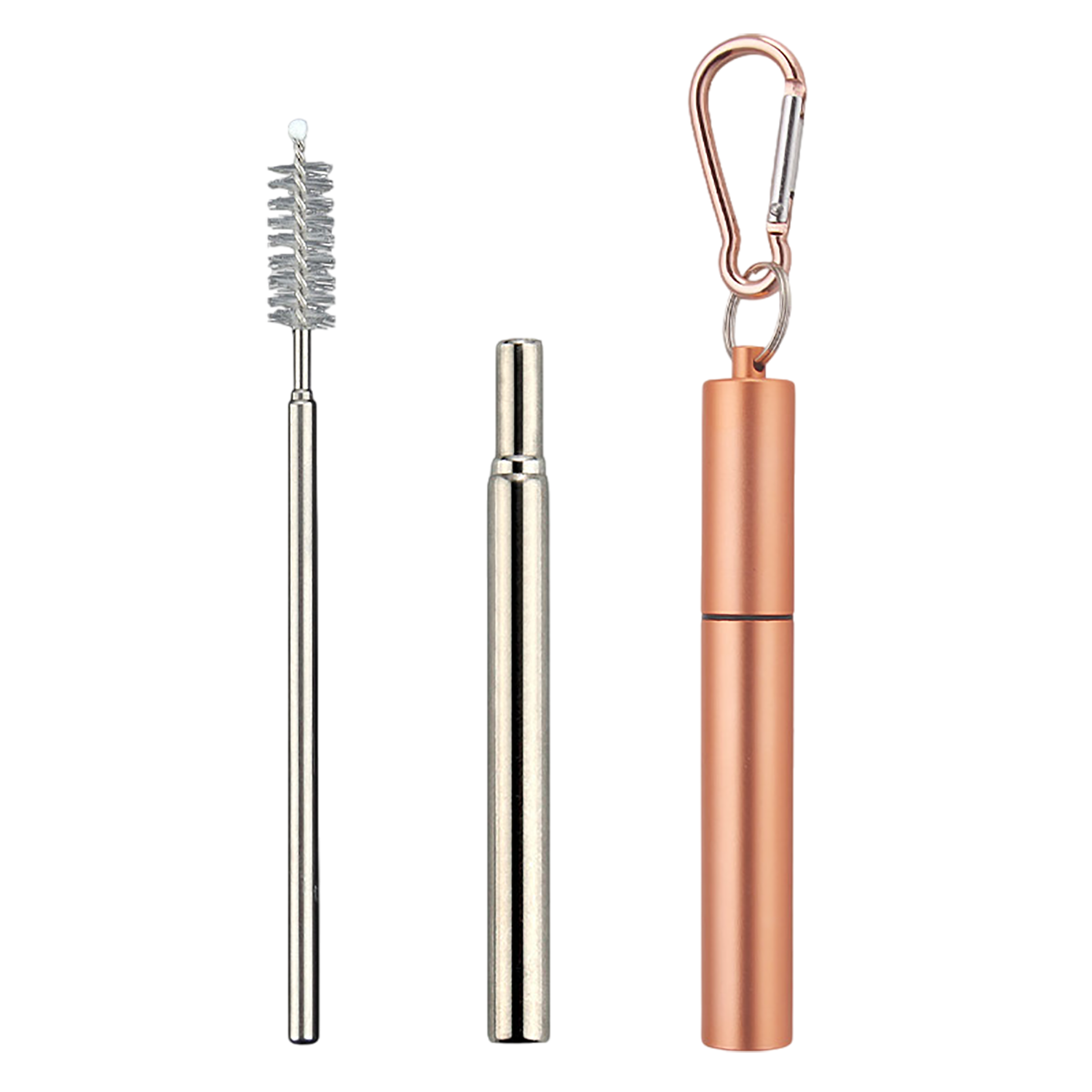Reusable Stainless Steel Collapsible Straw with Case & Brush 5