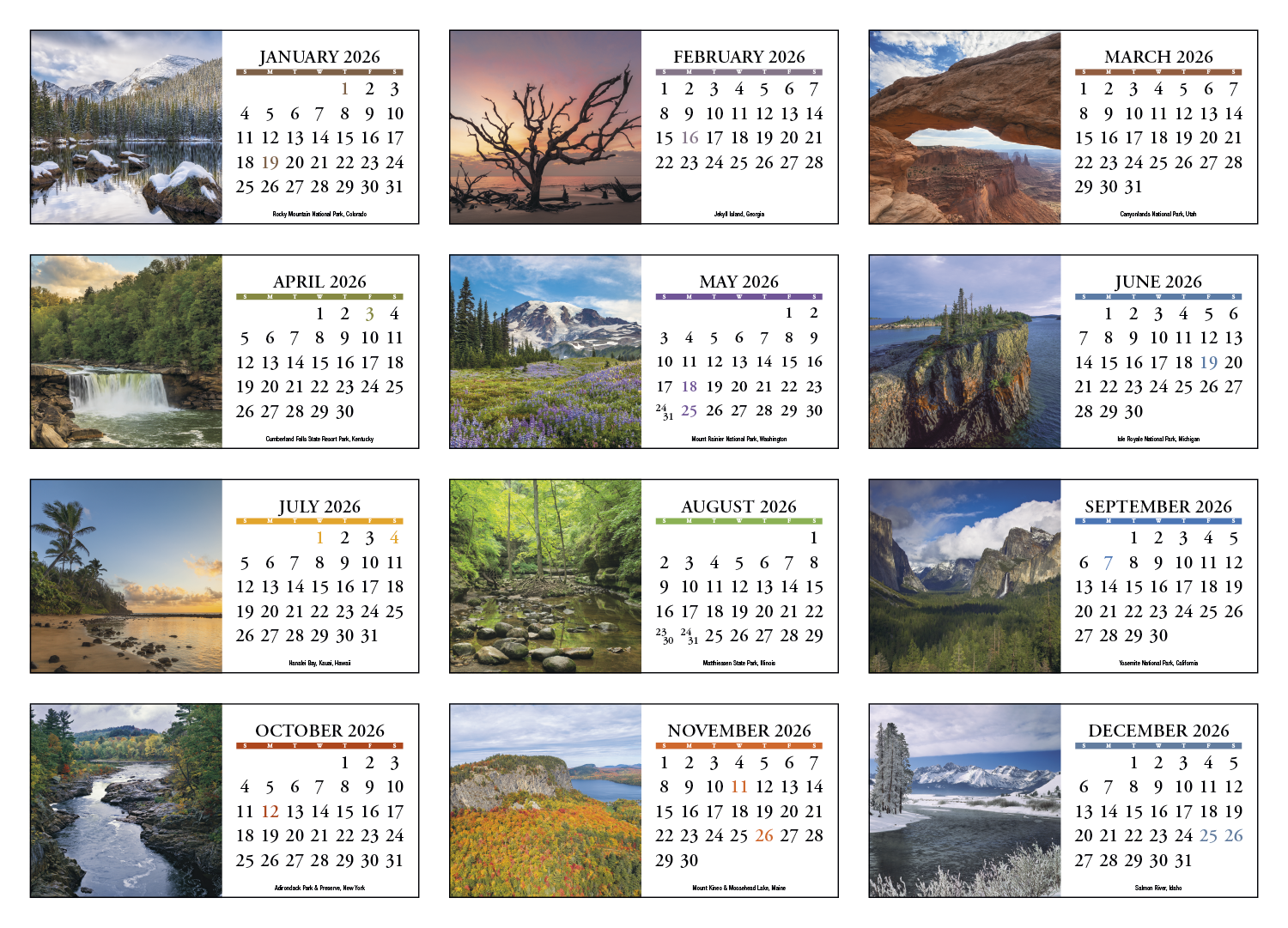 HotLine® Products Scenic America® Desk Tent Calendar 37