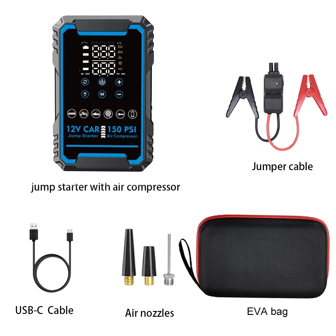 Popular 3000A Battery Jump Starter with Tire Inflator 5