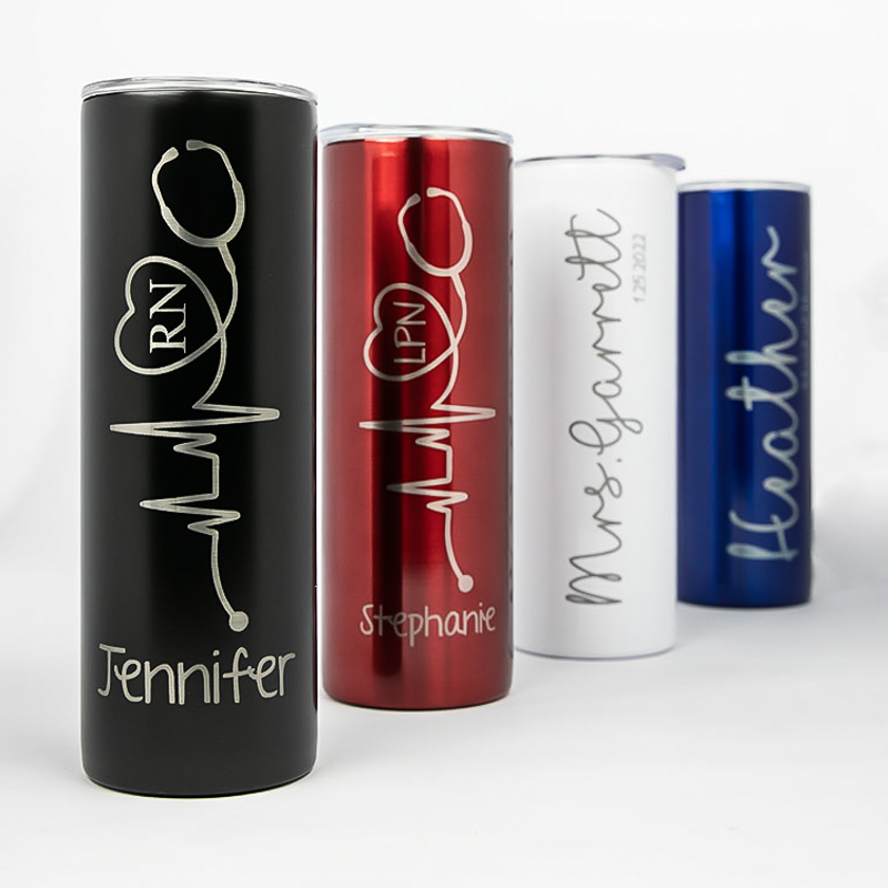 Custom Printed Skinny Stainless Steel Tumblers w/Clear Lid 4