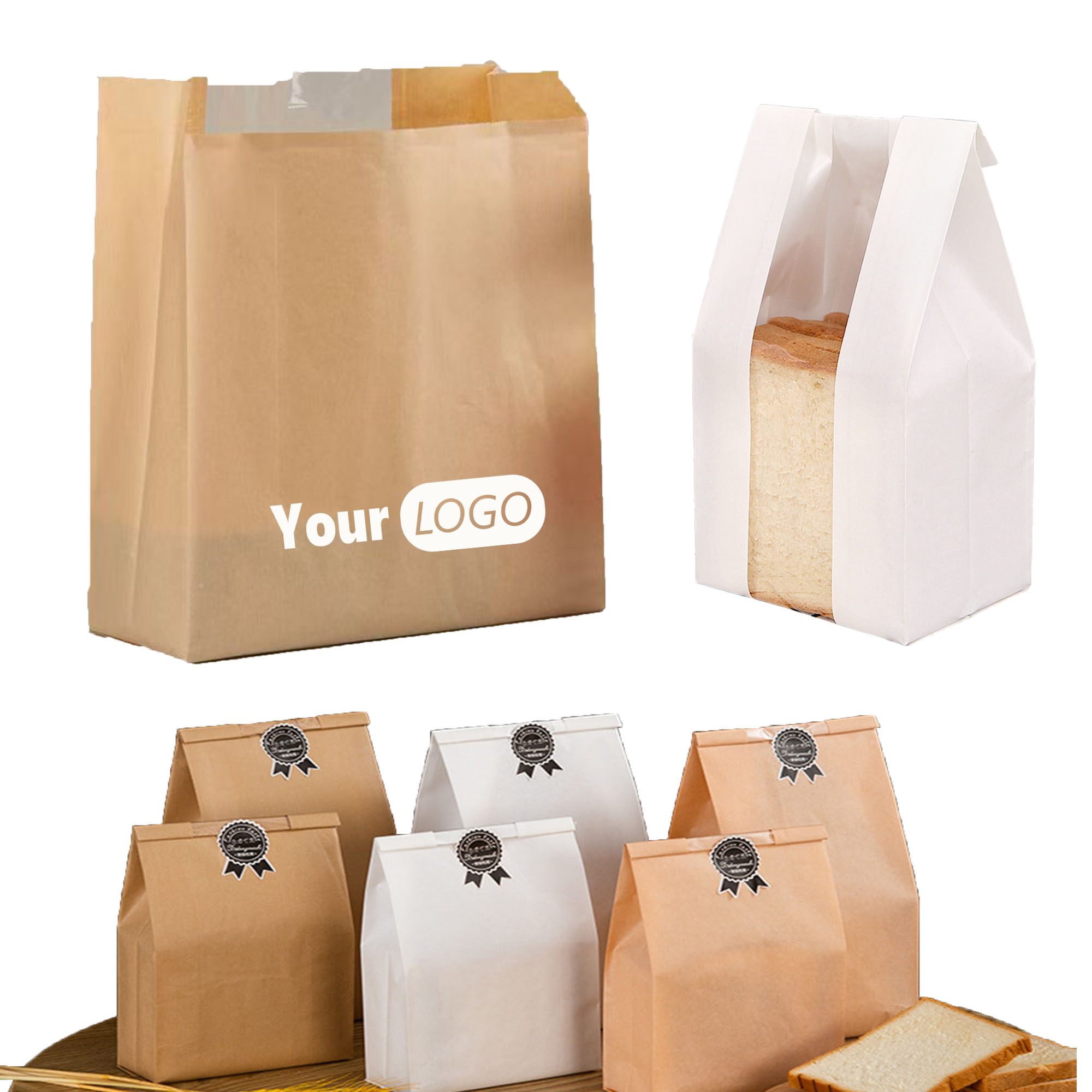 Transparent Window Kraft Paper Bakery Bags 4