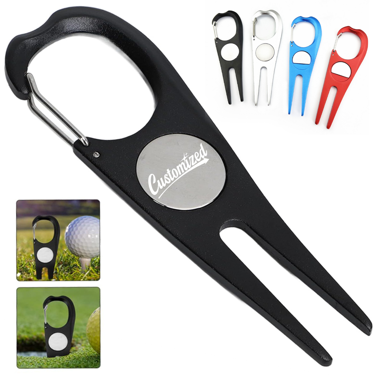 Golf Divot Tool with Bottle Opener and Carabiner Clip 8