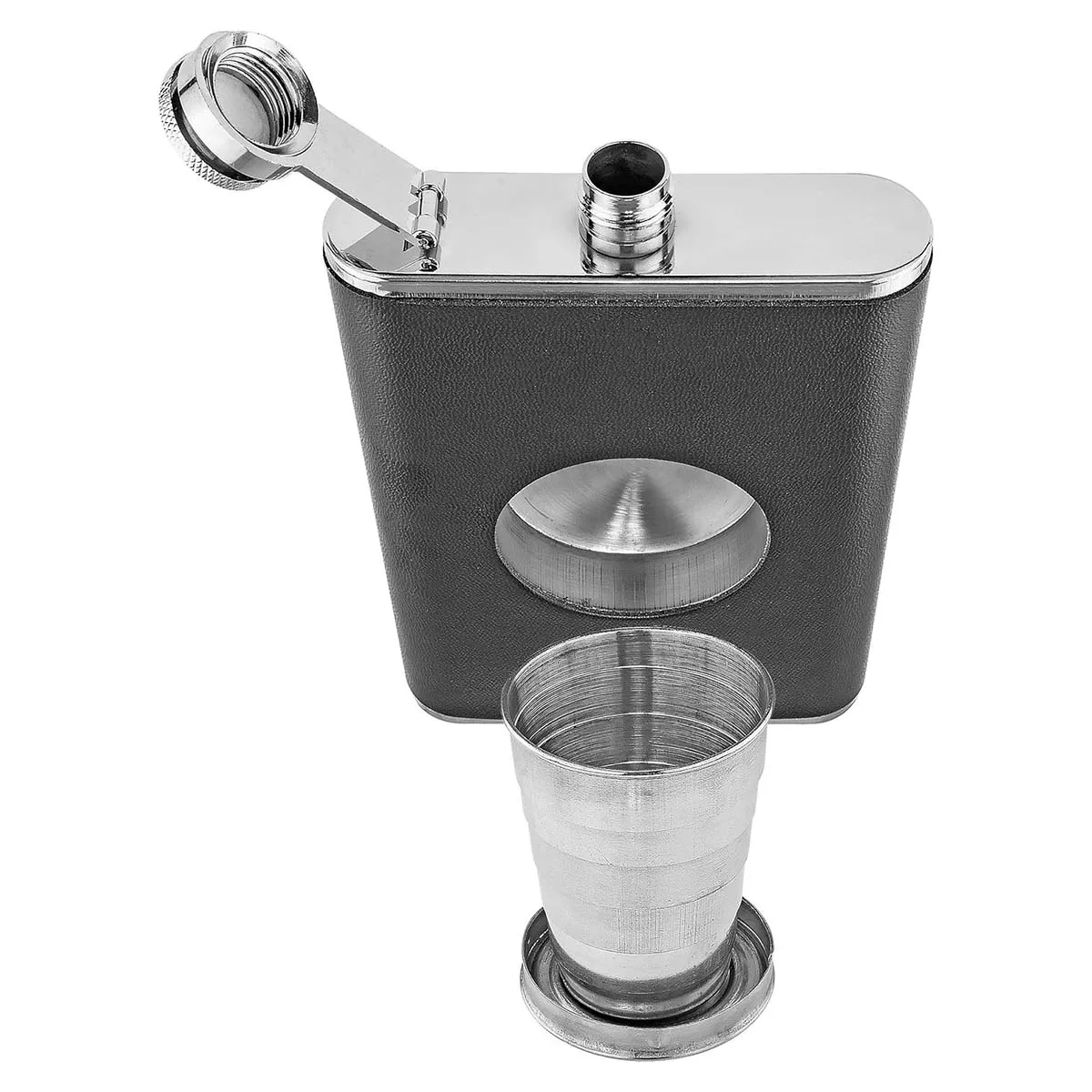 8oz Portable Hip Flask with Built In Collapsible Shot Glass, custom water bottle with logo imprint 6