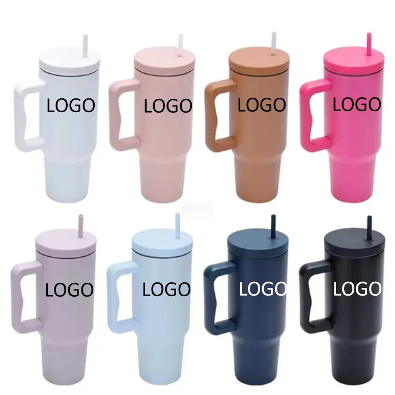 40oz Custom Logo Tumbler with Handle and Straw, Bulk Insulated Stainless Steel Cup 5