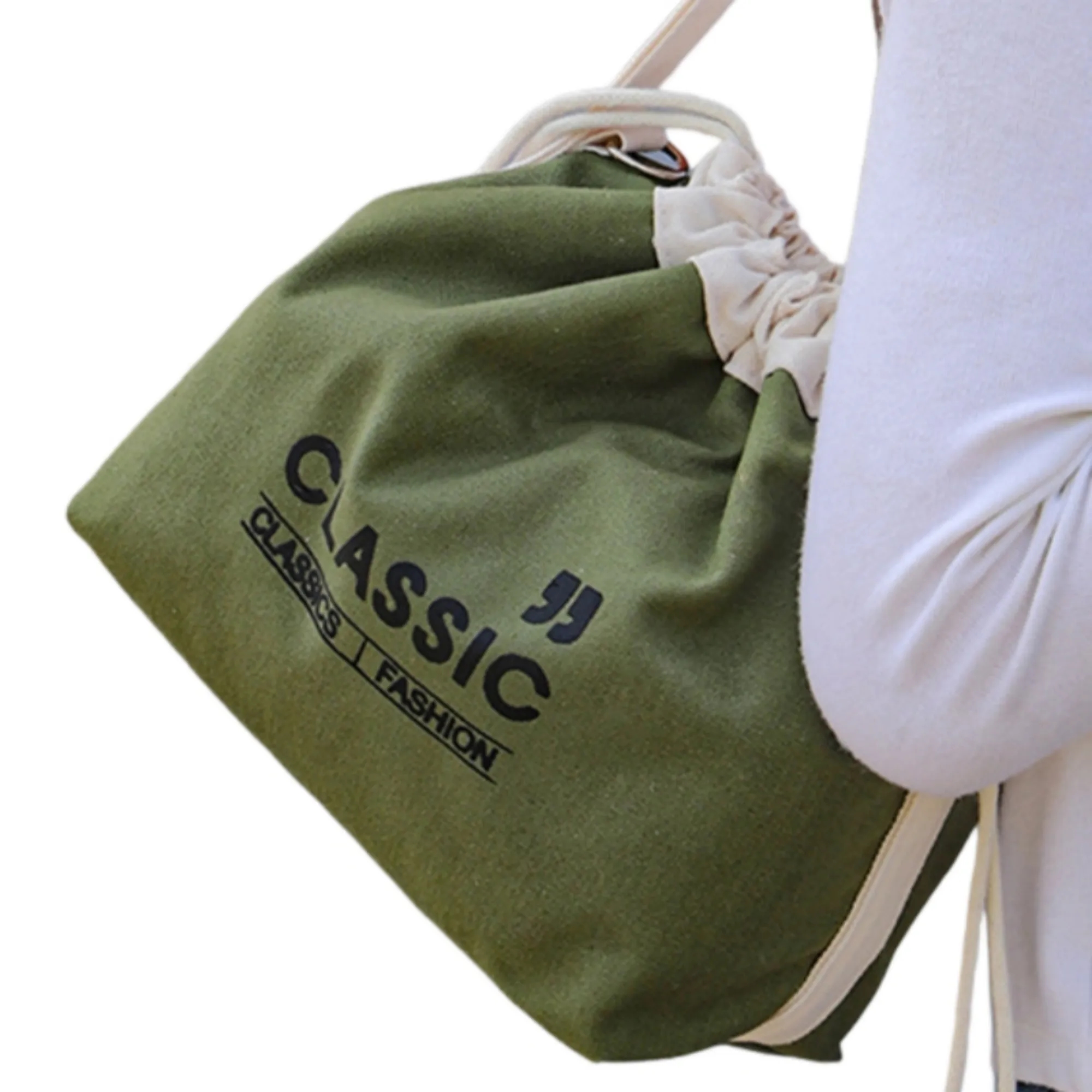 Eco Canvas Lunch Tote Bag Insulated Drawstring 5