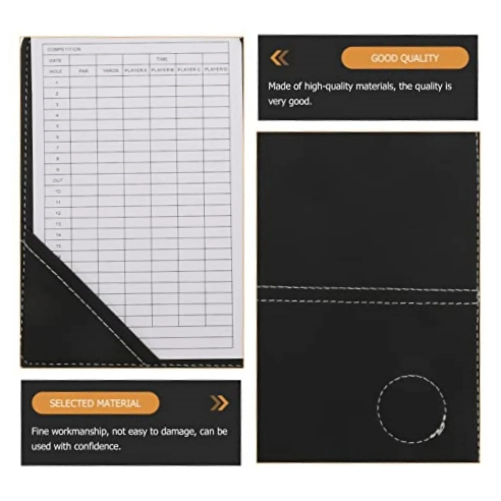 Golf Scorecard Holder PU Notebook For Recording Game 9
