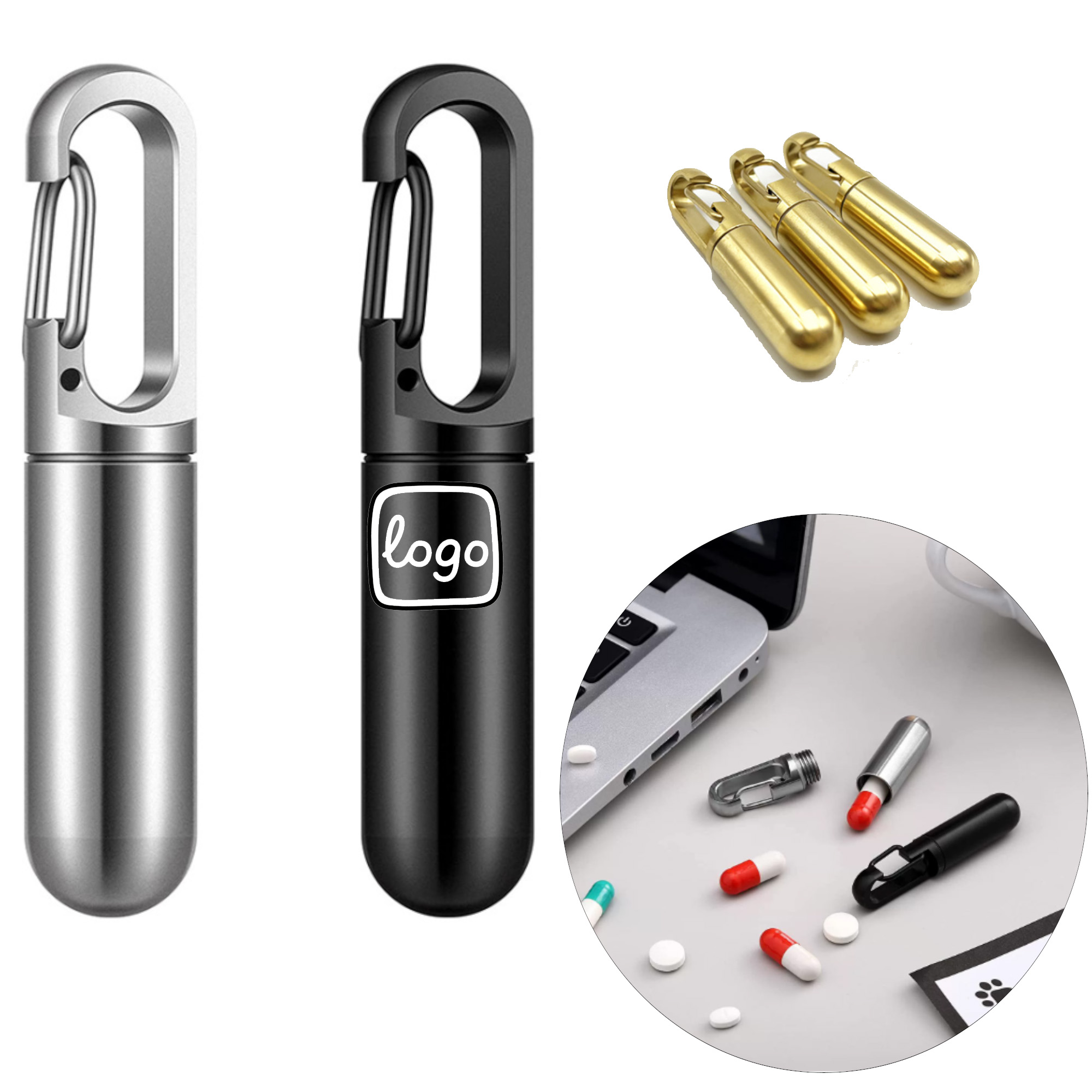 Stainless Steel Pill Case Keychain 4