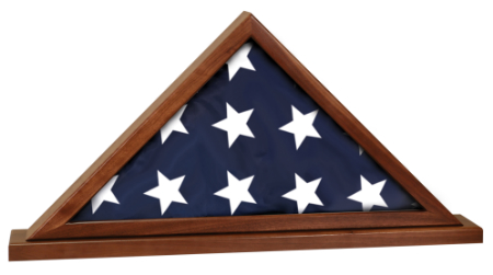 25 1/2" x 12 3/4" Genuine Walnut Flag Display Case with Base Attached 2