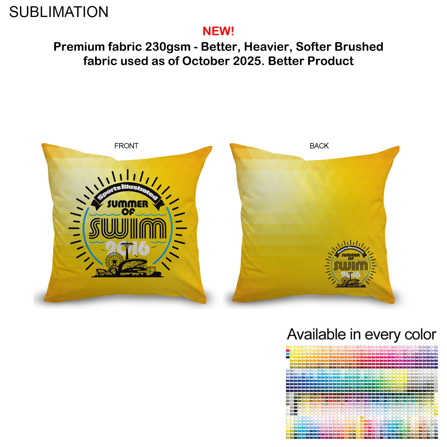 72 Hr Fast Ship - Sublimated Throw Cushion, 12x12, Invisible Zipper Closure, Removable insert 4