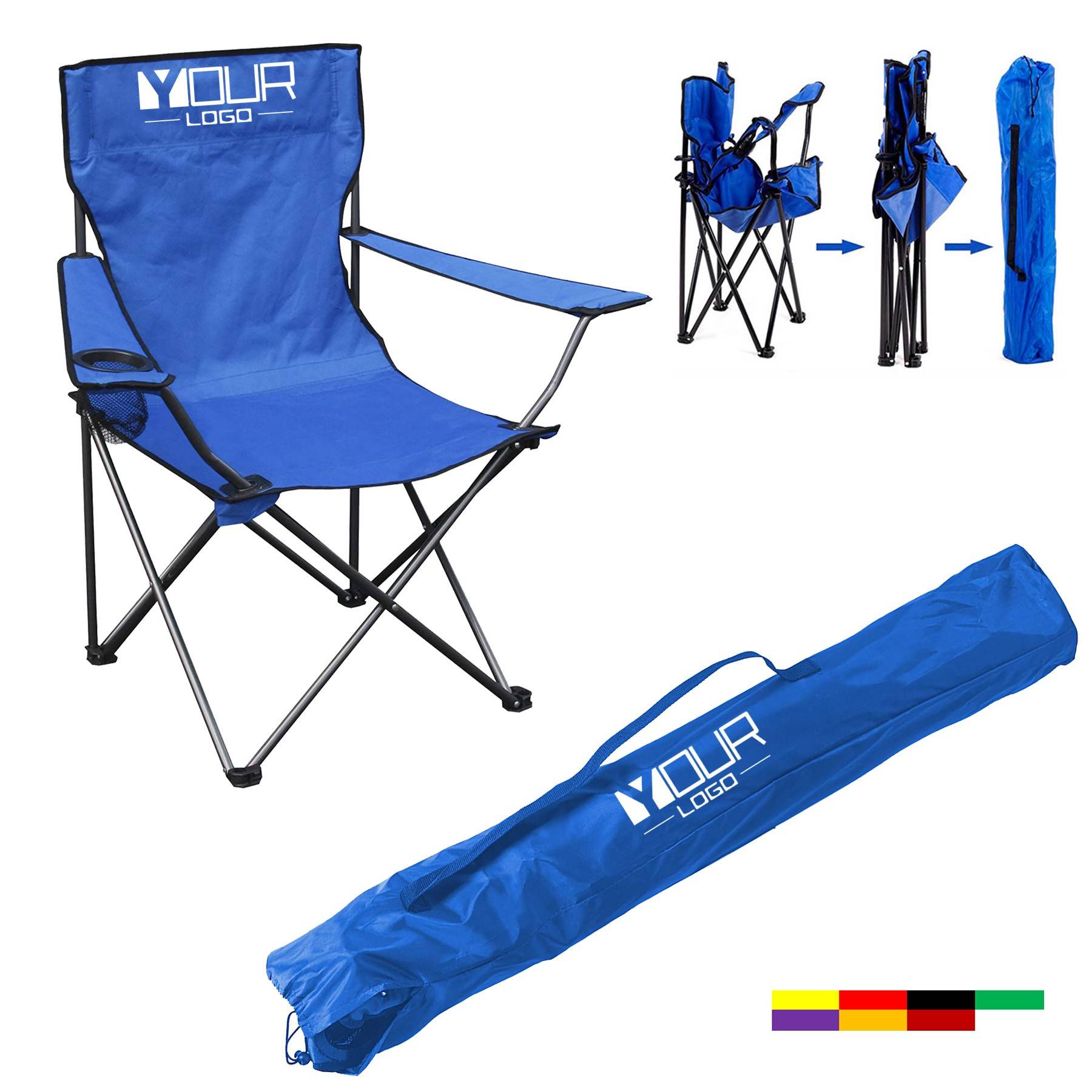 Portable Folding Beach Chair with Arm Rest Cup Holder and Carrying Bag 4