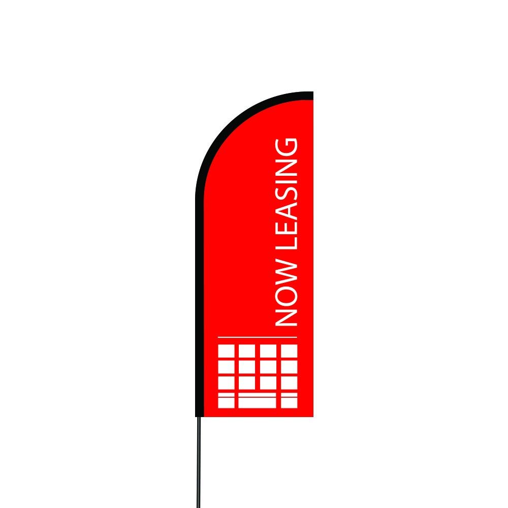 Now Leasing (Red) Flag Kit Hardware 11' Feet Feather Flag Sign Outdoor Banner 2