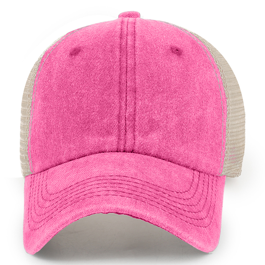 Stock 2-Tone Washed Cotton 6-Panel Trucker Cap 12