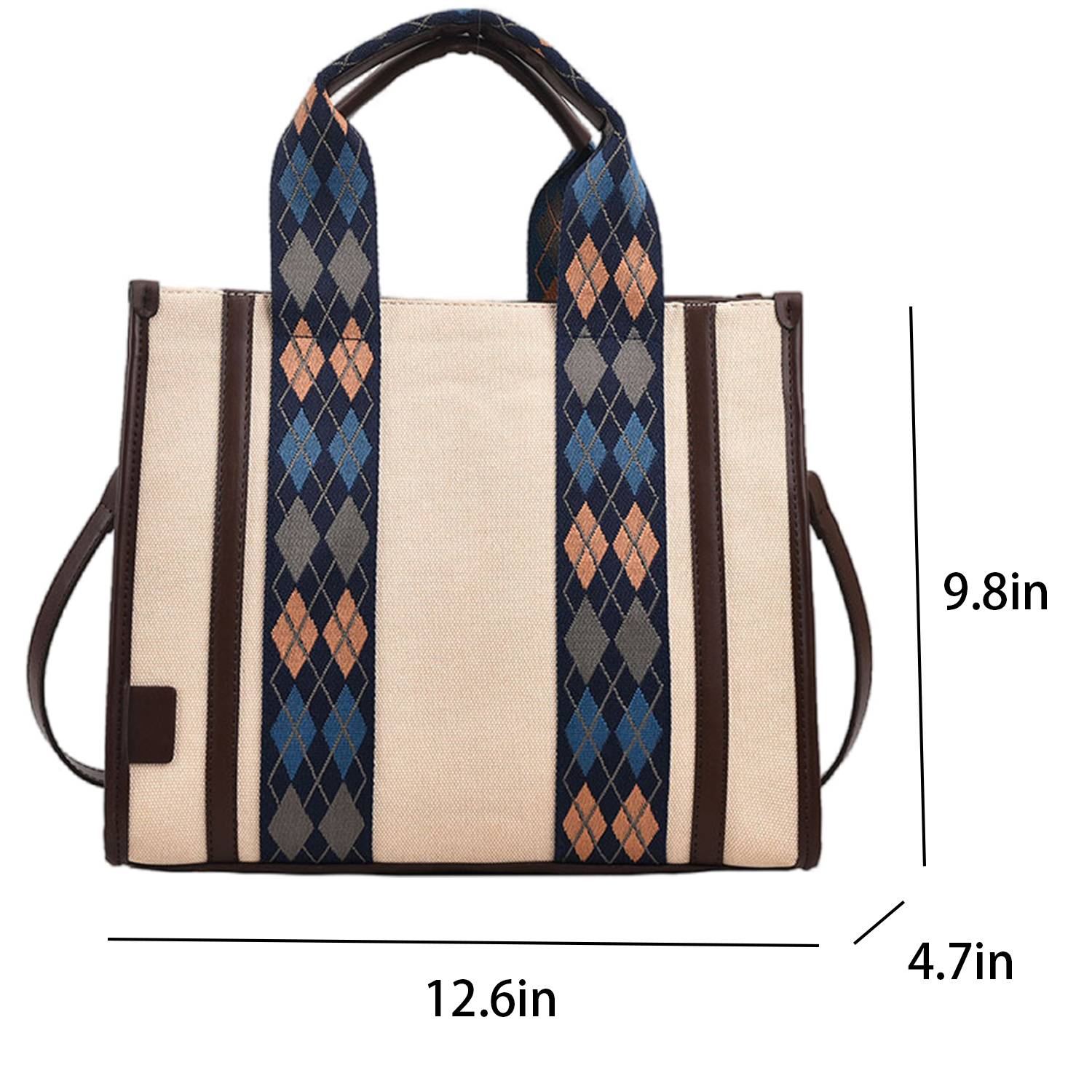 Canvas Crossbody Bag Fashion Color Clash Tote for Women 3