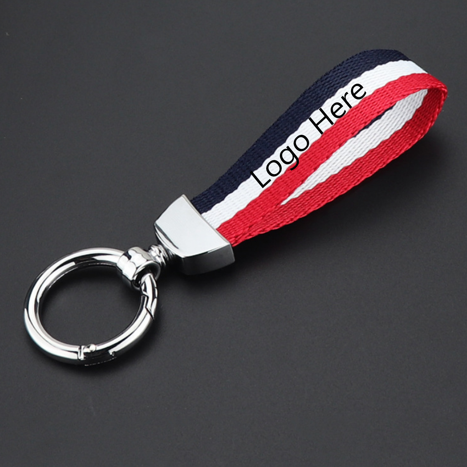 Striped Canvas Alloy Keychain 6