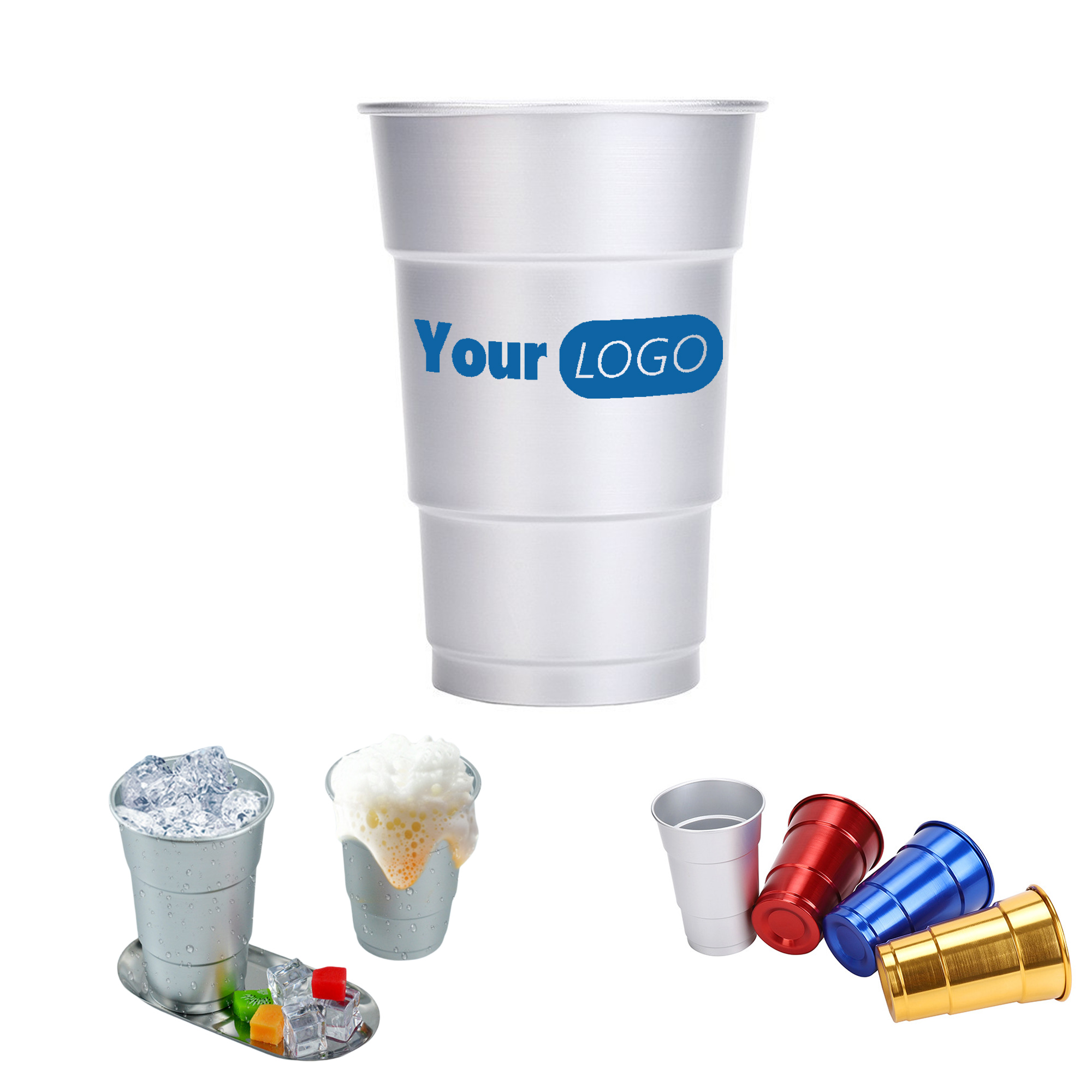 50 PC MOQ for 16 oz Recyclable Aluminum Pint Cups 3