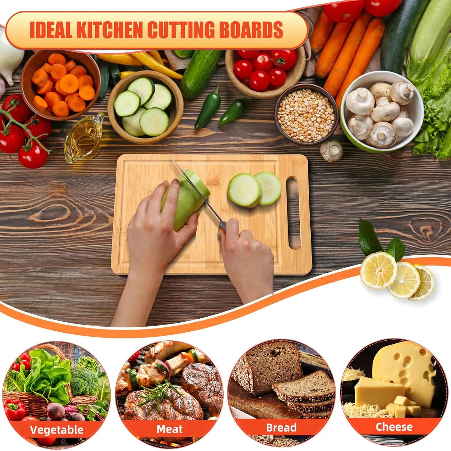 Eco-Friendly Wood Cutting Board with Handle 2