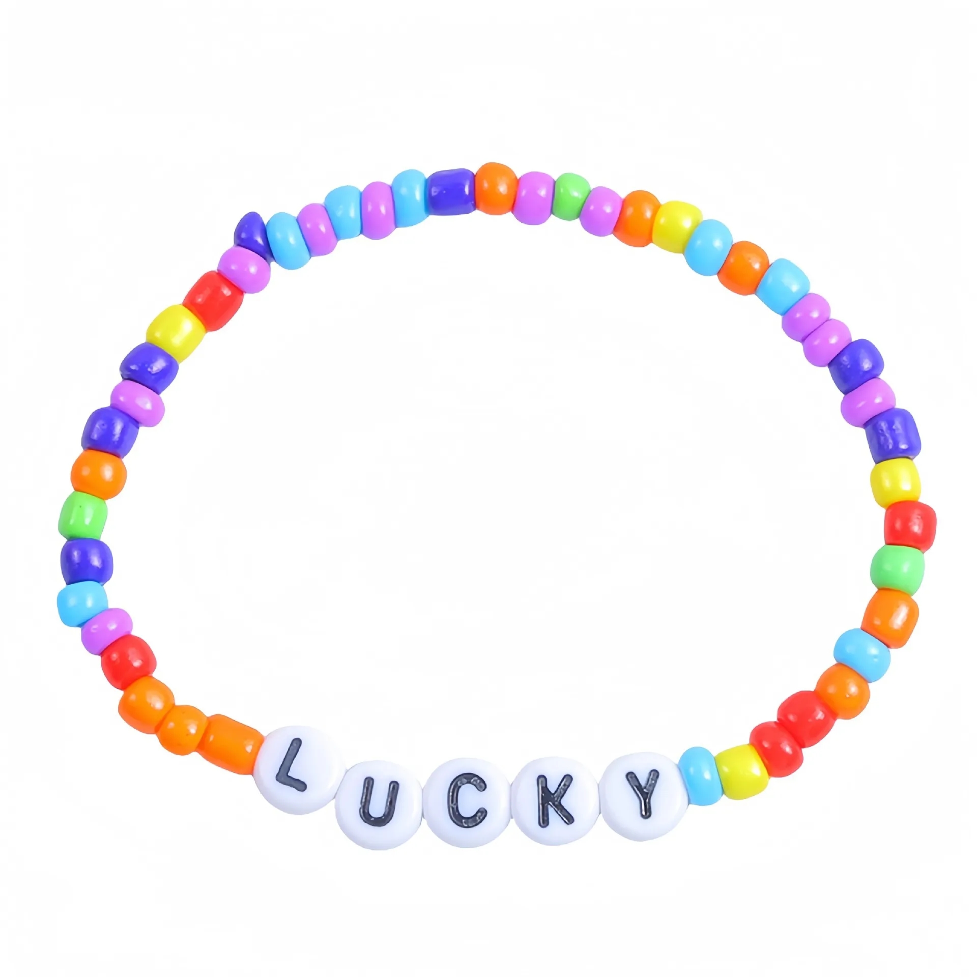 Friendship Bracelet with Plastic Beads and Letter Design 12