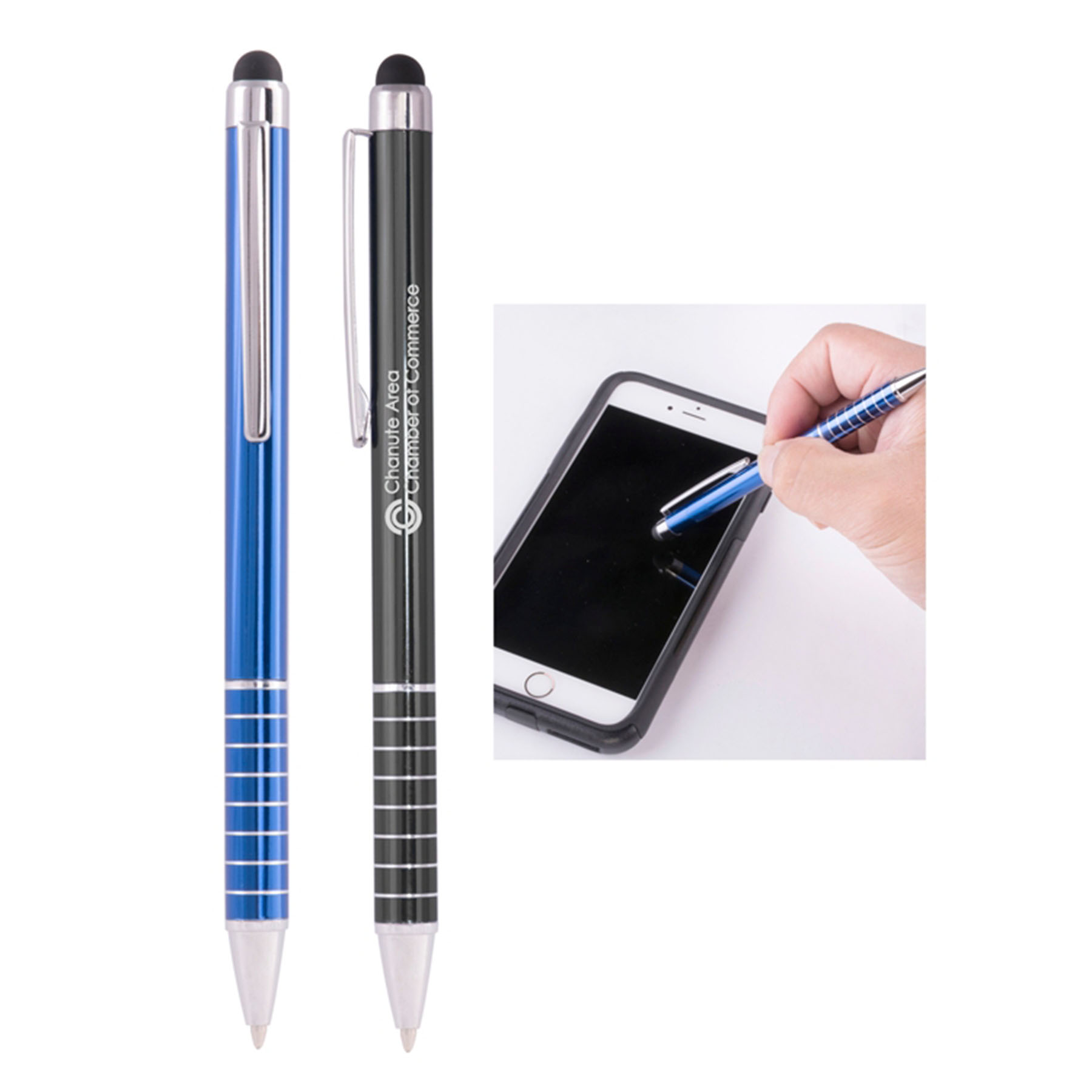Stylus Ballpoint Pen & Stripped Grip and Shining Accents 2
