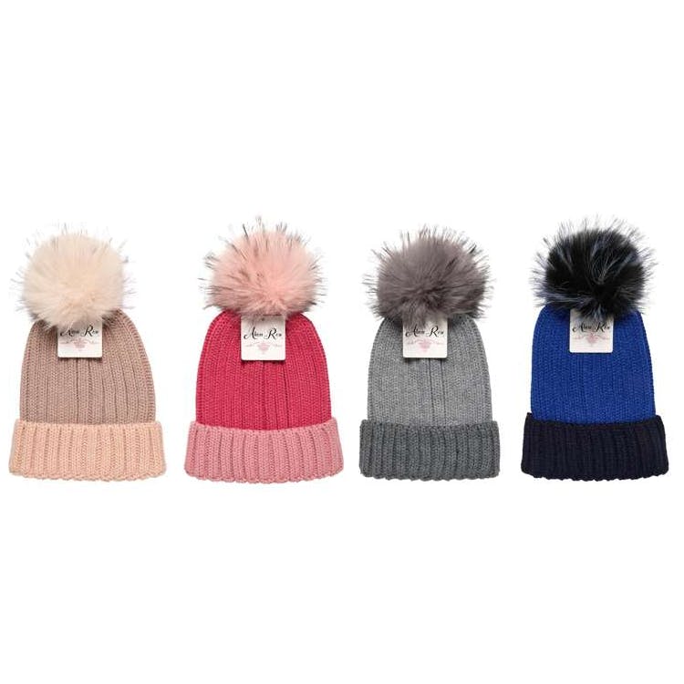 Two-Tone Cuffed Women's Ribbed Hats Assorted Colors 2