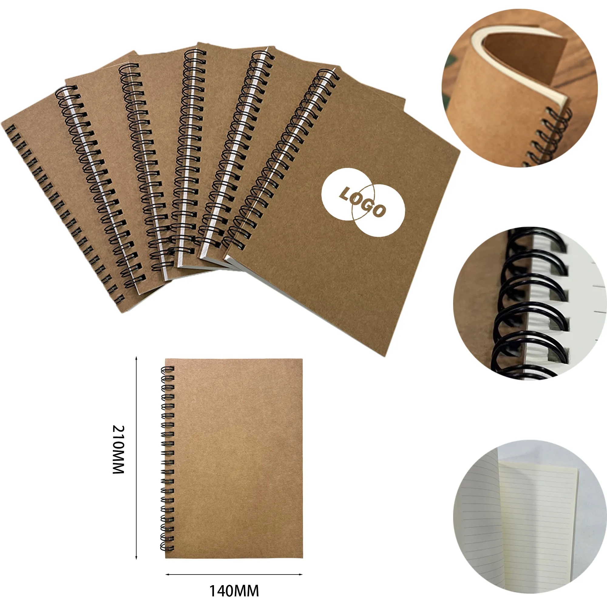 MOQ 50PCS Kraft Loose-Leaf Spring Notebook 2