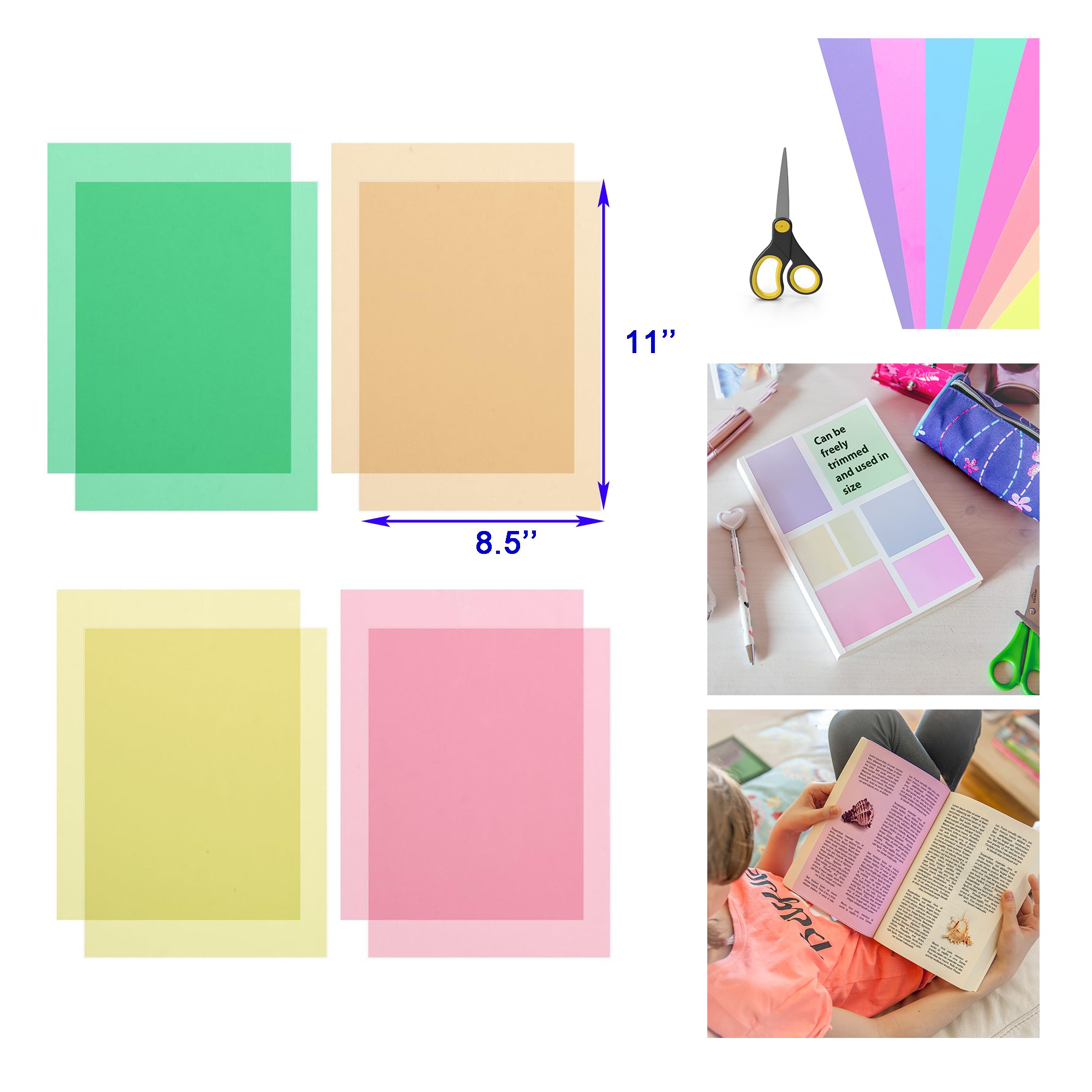 8.5 x 11 Inch Colored Overlays for Dyslexia 4