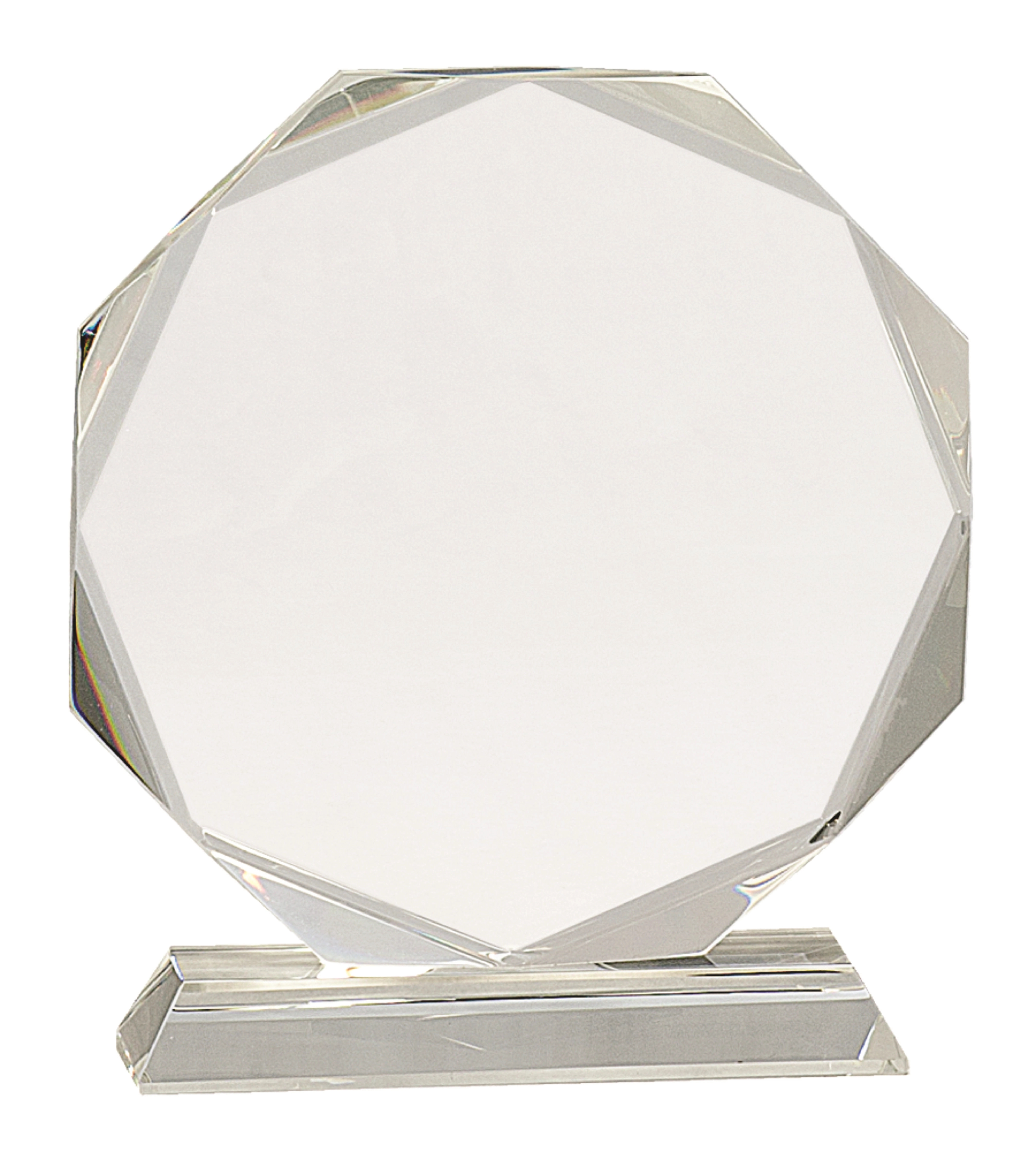 Optic Crystal Award  Beveled Edge Octagon on Clear Pedestal 2