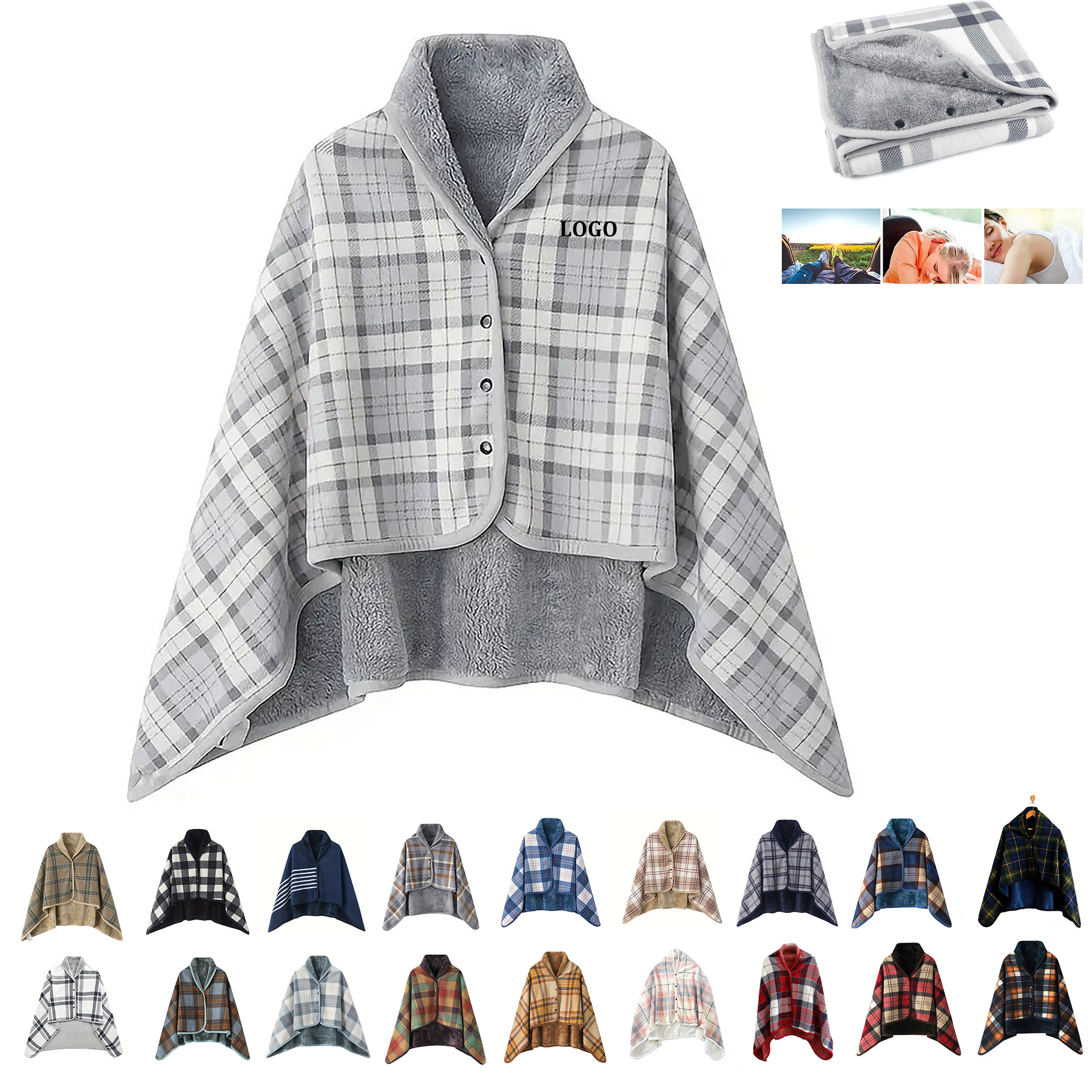 Plaid Flannel Wearable Blanket 11