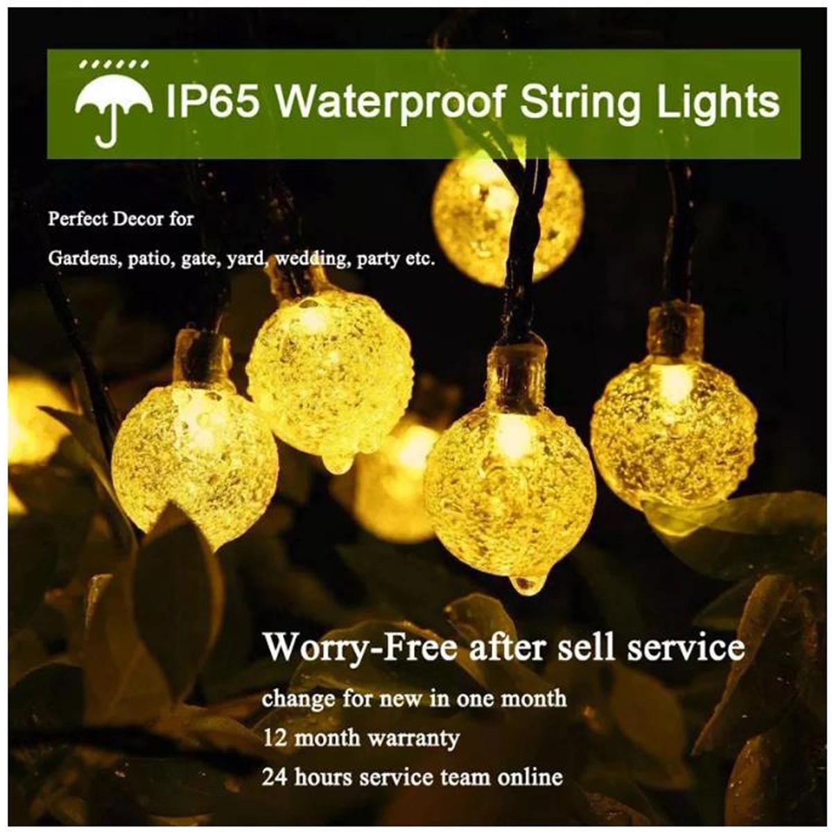 100 Led Solar Crystal Globe Lights 12 Meter With 1.8CM Dia 4