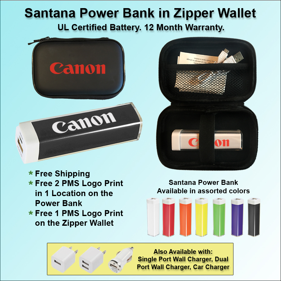 Santana Power Bank in Zipper Wallet - 2800mAh