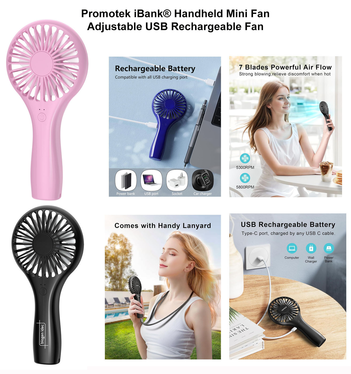 iBank ® USB Rechargeable Handheld Fan 2