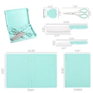 Compact Folding Cutting Board With Knife Set 13