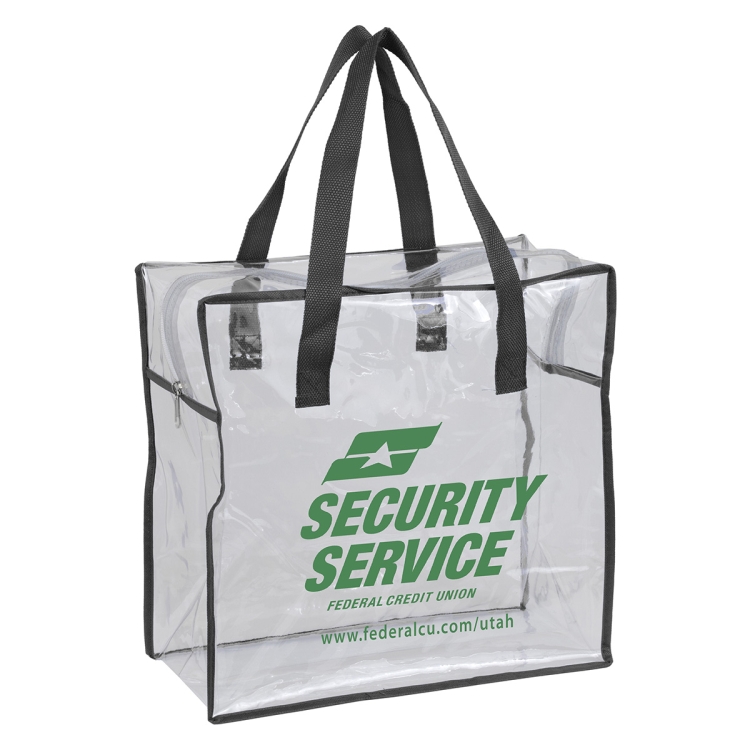 12"W x 12"H x 6"Gusset – "ARETE" Clear Vinyl Stadium Compliant Tote Bag with Zipper 6