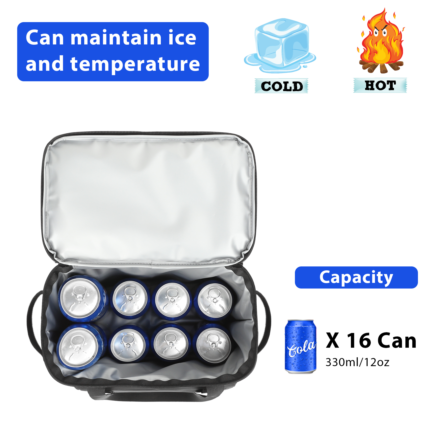 All-Day Chill 16-Can Insulated Cooler Bag W/ Bottle Opener 7