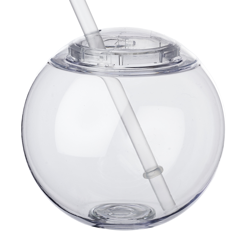 Moran 15 oz Plastic Cocktail Ball with Straw