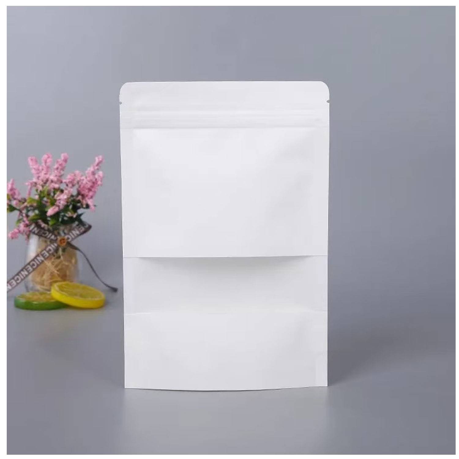 Reusable White Kraft Zip Lock Food Storage Bag 1