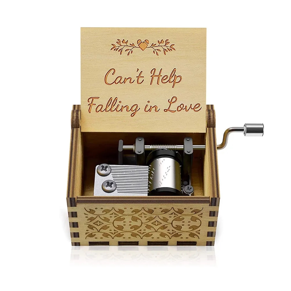 Retro Hand Crank Crafts Wooden Music Box 2