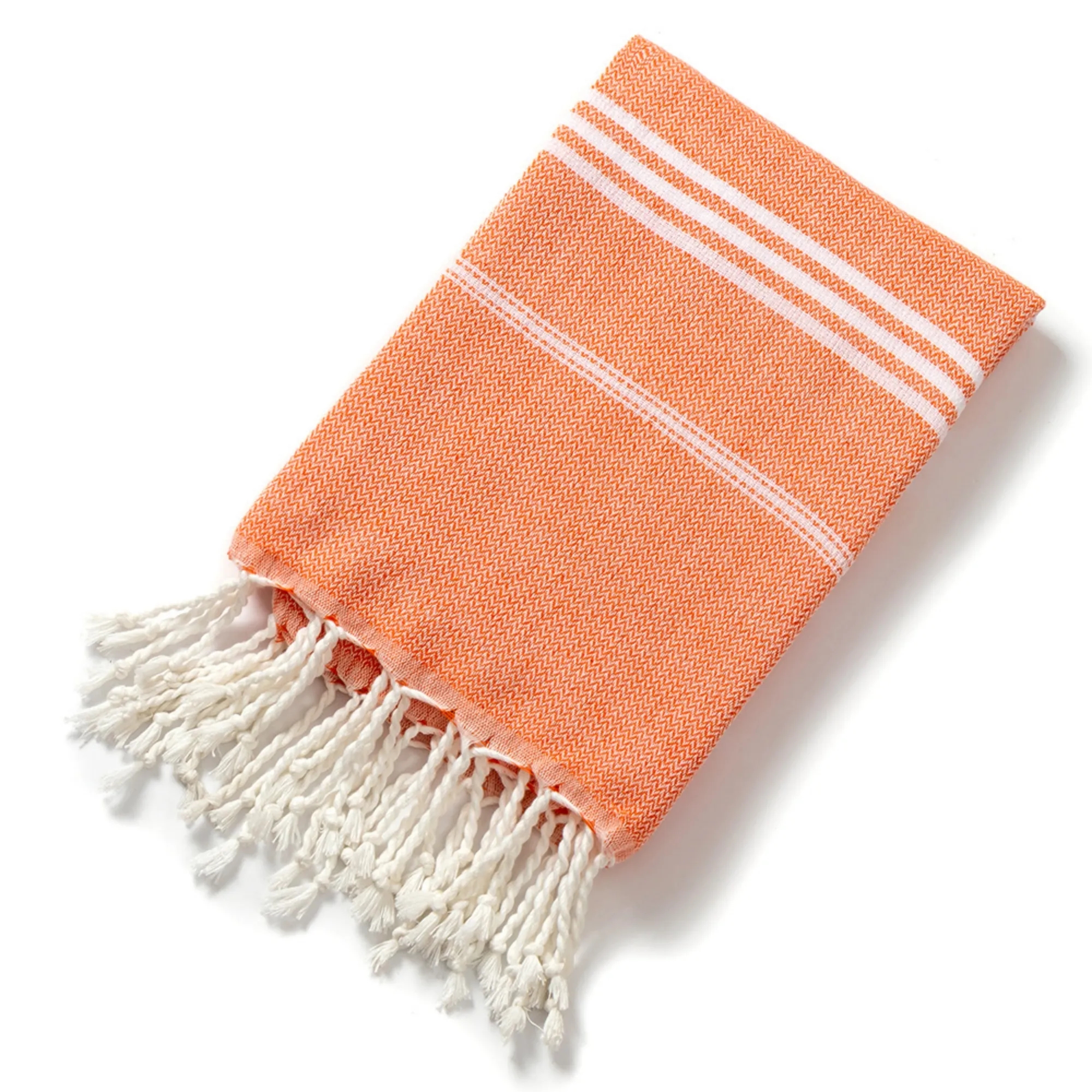 Oversized Poly-Cotton Fringed Jacquard Striped Bath Towel 17