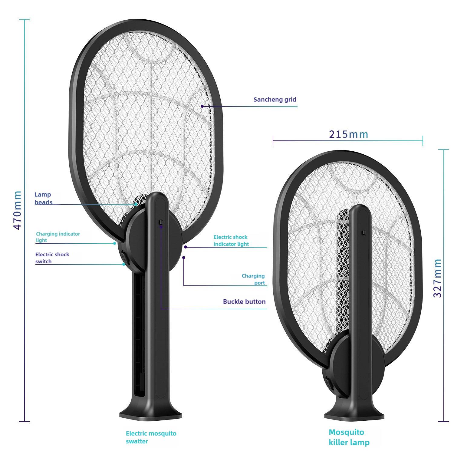 2-in-1 Electric Mosquito Swatting Retractable Portable 2
