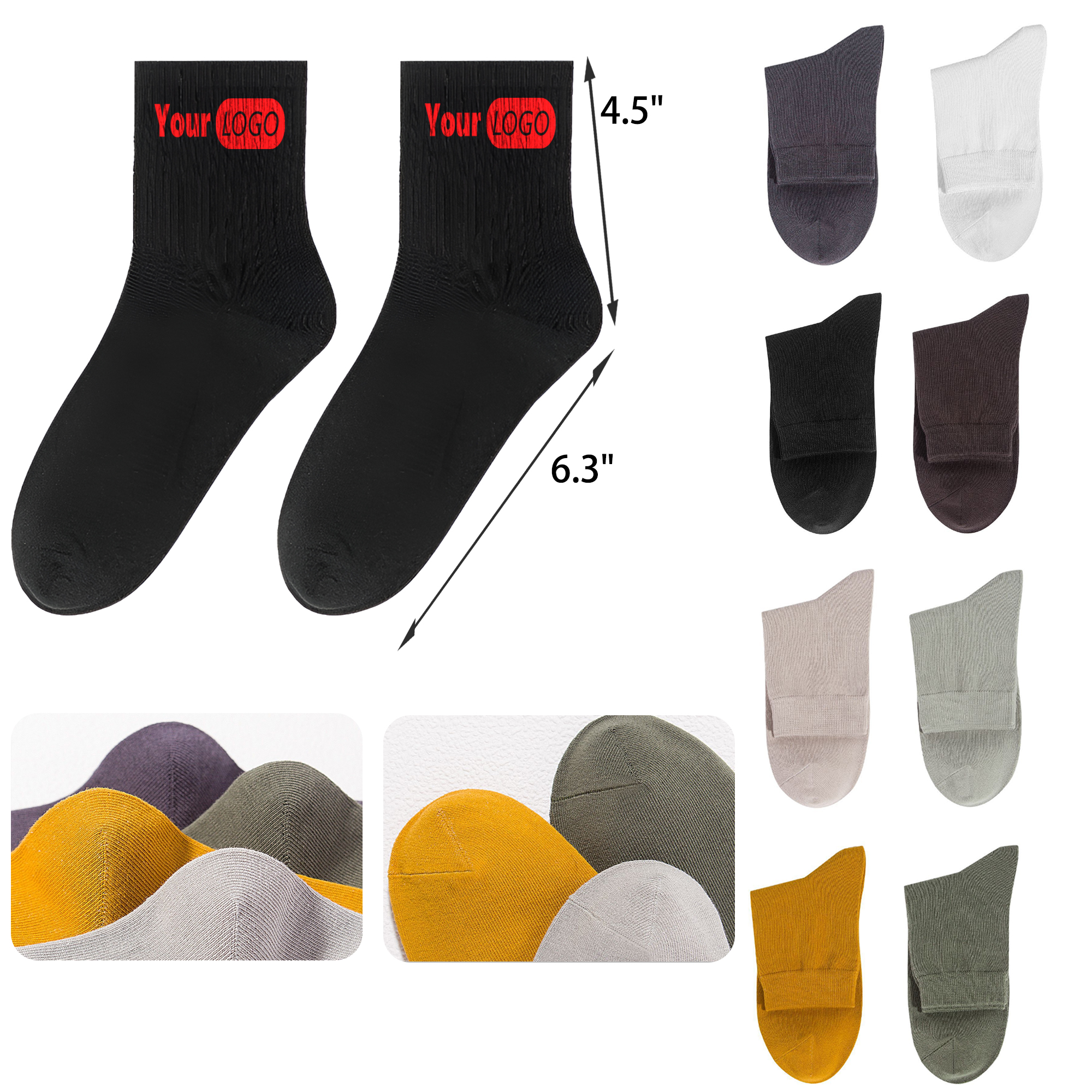 Comfortable Solid Color Mid Tube Cotton Socks 1