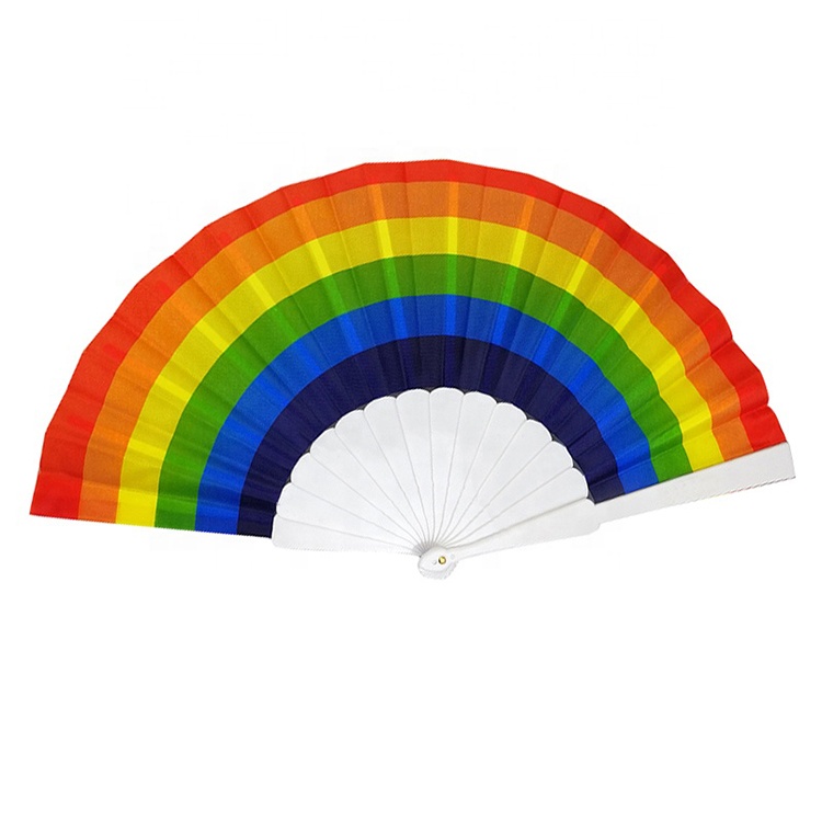Rainbow Plastic Folding Fan 2