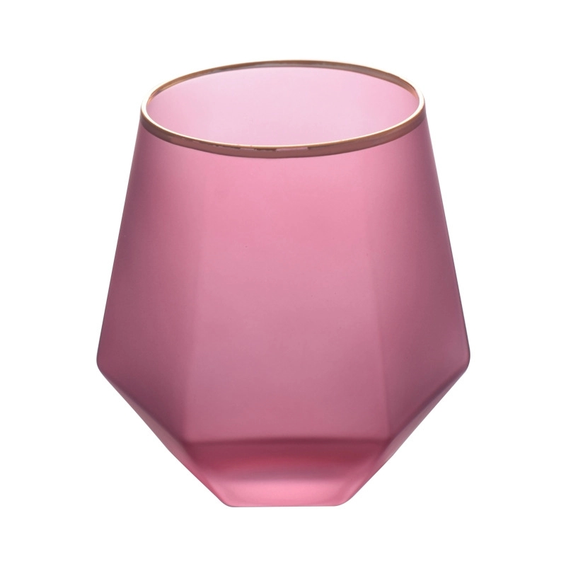 7oz-10oz Frosted Hexagon Glass cup with Gold Lid 3